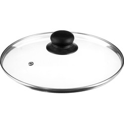 Decopatent® Universele Glazen Pan deksel - Ø24 cm - Ronde Pandeksel Glas met stoomgaatje - Transparant - Voor pannen van 24 Cm