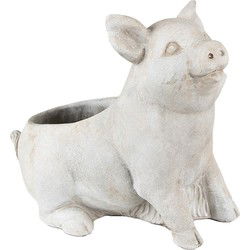 Clayre & Eef Bloempot Varken Grijs Steen