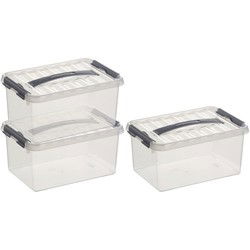 Sunware opbergbox - 3x - transparant - 6L - 30 x 20 x 14 cm - Opbergbox