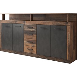 Meubella Dressoir Lavina - Old wood - Antraciet - 190 cm