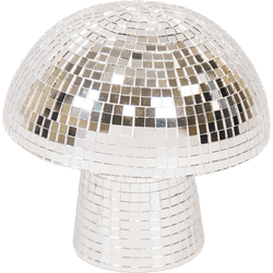 Ornament - Disco- Mushroom - Glass -Silver-14x14x14cm