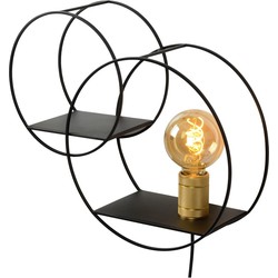 Decoratieve dubbele ring zwarte wandlamp E27