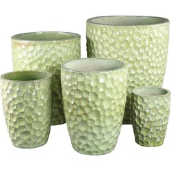 PTMD Bloempot Matty - 56x56x70 cm - Keramiek - Geel - Set van 5