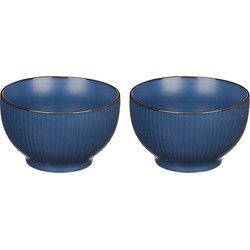 Vivalto Kommetjes/schaaltjes - 2x - Mistique - porselein - D14 x H8 cm - blauw - Stapelbaar - Kommetjes