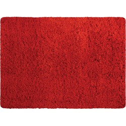 MSV Badkamerkleedje/badmat tapijt - voor de vloer - rood - 50 x 70 cm - langharig - Badmatjes