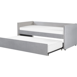 TROYES - Onderschuifbed - Lichtgrijs - 90 x 200 cm - Fluweel