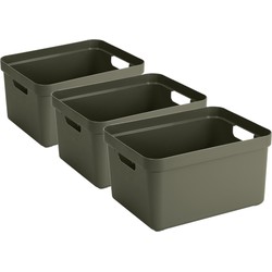 5x stuks donkergroene opbergboxen/opbergmanden 32 liter kunststof - Opbergbox