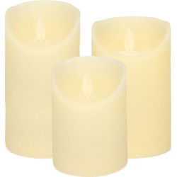 Set van 3x stuks Ivoor Witte Led kaarsen met bewegende vlam - LED kaarsen