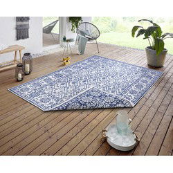 Binnen & Buiten vloerkleed - Curacao Blauw/Crème Omkeerbaar - 80 X 350 CM