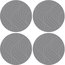6x stuks ronde placemats grijs met wave patroon 37 cm - Placemats