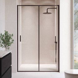 Badplaats Douchewand Calgary 120 x 190 cm - 6 mm Transparant Veiligheidsglas - Inclusief Schuifdeur - Inloopdouche - Zwart