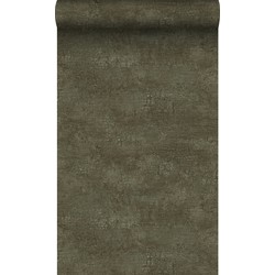 Origin Wallcoverings behang natuursteen met craquelé effect olijfgroen - 53 cm x 10,05 m - 347560