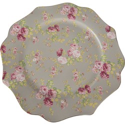 Clayre & Eef Dinerbord  Ø 28 cm Groen Keramiek Rond Bloemen Eetbord