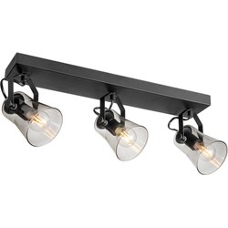 Moderne LED Opbouwspot Edge - Zwart - 48/10/18.5cm - Dimbaar - plafonniere gemaakt van glas en metaal - inclusief LED lichtbron - E14 fitting - 4W - 400lm - 2700K - warm wit licht