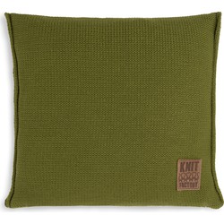 Knit Factory Uni Sierkussen - Mosgroen - 50x50 cm - Inclusief kussenvulling