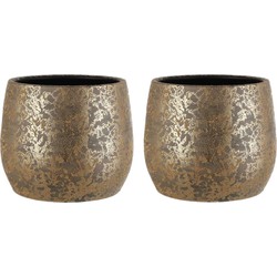 Mica Decorations Clemente Bloempot - H25xØ32 cm - Goud - Set van 2