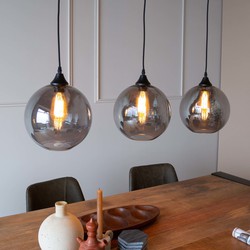 Industriële hanglamp Feline 3-lichts Smokey Glass