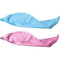 Orange85 Haarhanddoek - Roze en Blauw - Twee stuks - Haar handdoek - Handoek voor haar