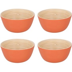 4x Bamboehouten chips schaaltje oranje 12 cm - Snack en tapasschalen