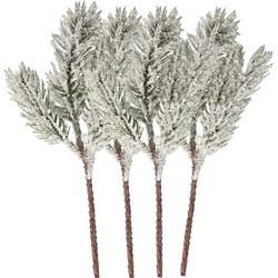 6x stuks kersttakken/dennentakken 23 cm groen met sneeuw kerstversiering - Decoratieve tak kerst