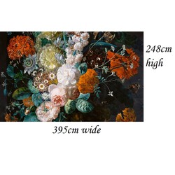 Zelfklevend - 395x248cm - Nederlandse bloemen zwart