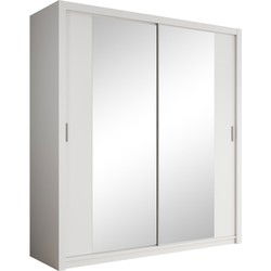 Meubella - Kledingkast Blake - Wit - 200 cm - Met spiegel