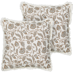 LIVISTONA - Sierkussen set van 2 - Gebroken wit - 45 x 45 cm - Katoen