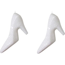 2x Witte hakken/pumps kersthangers kerstversiering 10 cm - Kersthangers