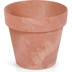 Kunststof bloempotten/plantenpotten betonlook 17 cm terracotta - Plantenpotten