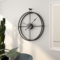 EKEO Moderne klok - Wandklok zonder cijfers - Metaal - Zwart