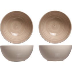 2x stuks rond schaaltjes/kommetjes Turbolino beige/bruin 14,5 cm - Kommetjes