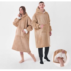 Geen merk JUNO - Oversized Hoodie - 70x110 cm - Hoodie & deken in één - unisex - Irish Cream - beige - 1 stuk - Dutch Decor Limited Collection