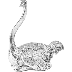 Decoratief struisvogelbeeld in zilver polyresin H26