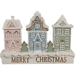 Clayre & Eef Gingerbread house 13x4x10 cm Wit Kunststof MARRY CHRISTMAS Peperkoekhuisje