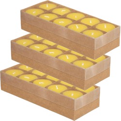 30x stuks Citronella stomp kaarsjes 7 branduren geel - geurkaarsen