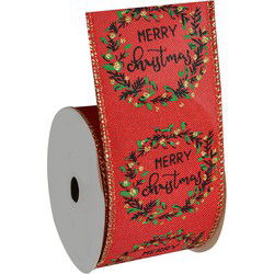 Clayre & Eef Kerstlint 63 mm x 5 m Rood Synthetisch