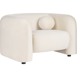 Beliani LEIREN - Fauteuil-Wit-Fluweel