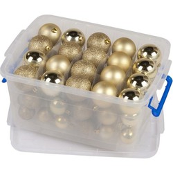 Christmas Gifts Kerstballen - goud - 70x stuks - in opbergbox - Kerstbal