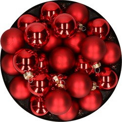 Kerstballen set van glas 36x stuks rood 4 cm - Kerstbal
