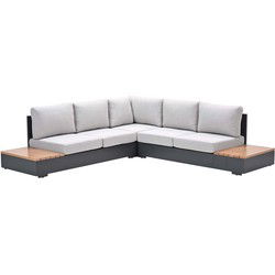 Savona loungeset - 3-dlg. - c. black - valley sand - light teaklook