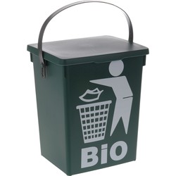 Gft afvalbakje voor aanrecht - 5L - groen - afsluitbaar - 16,5 x 18 x 24 cm - compostbak - Prullenbakken
