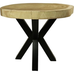 HSM Collection -Ronde eettafel - ø80x76 - Naturel/zwart - Munggur/metaal