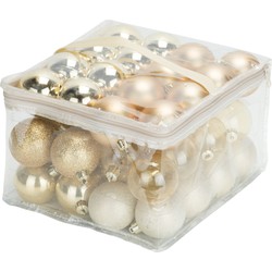 48x stuks kunststof kerstballen goud 6 cm in opbergtas/opbergbox - Kerstbal