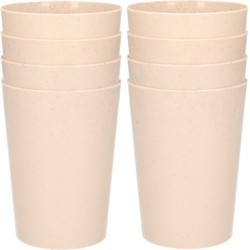 8x drinkbekers van afbreekbaar bio-plastic 290 ml in het eco-beige - Drinkbekers