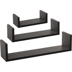 MISOU Zwarte Wandplanken - Fotoplank - Boekenplank - Keuken - Woonkamer - Zwevend - Muurplank- -3 Maten - MDF - Boekenrek - Wanddecoratie Woonkamer
