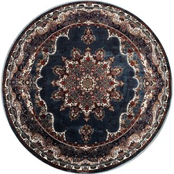 Isfahan Oosters Vloerkleed Nain - Laagpolig - Klassiek Vintage Tapijt - Rond - Blauw / Multi- 250 CM ROND