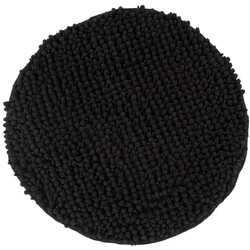 Tapijtenloods Fluffy - Badmat Hoogpolig - Soft Touch - Zwart- 55 CM ROND