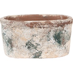 Clayre & Eef Bloempot 20x11x10 cm Beige Groen Terracotta