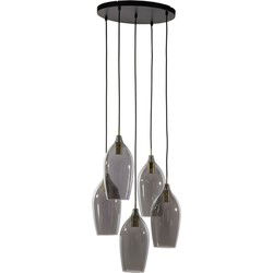 Light & Living - hanglamp - Lukaro - zwart - glas - grote eettafellamp - E27 - 2977727
