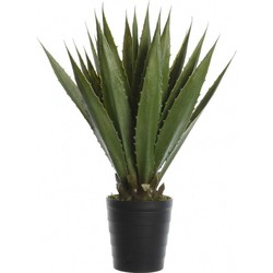 Groene agave kunstplanten 85 cm met zwarte pot - Kunstplanten